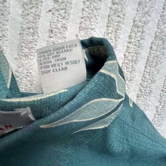 Bobby Chan Mens Silk Hawaiian Shirt XXL Green Leaf Print Button Up Shirt Sleeve - Picture 4 of 7